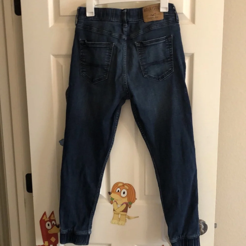 Hollister Men's Denim Jogger Pants Blue Jeans Drawstring Cuffed Size S